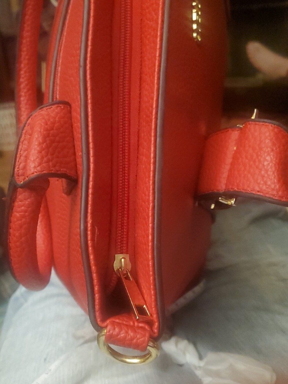 Red Tote Bag - Sleek Women's Shoulder Bag - Picture 9 of 10